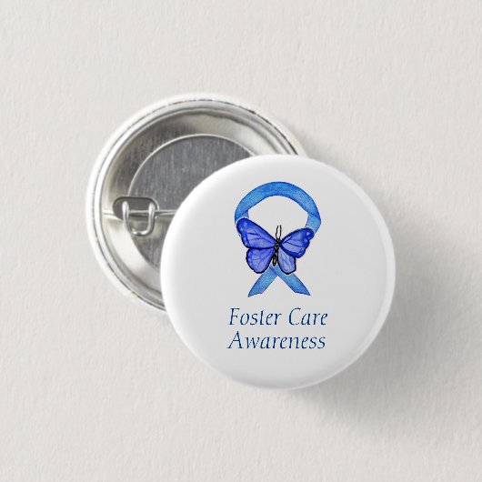 Pflege Blue Awareness Ribbon Custom Button (Vorne & Hinten)