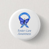 Pflege Blue Awareness Ribbon Custom Button (Vorderseite)