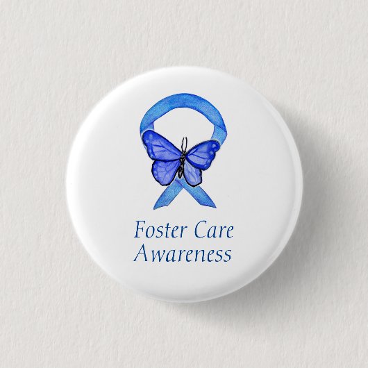 Pflege Blue Awareness Ribbon Custom Button (Vorderseite)