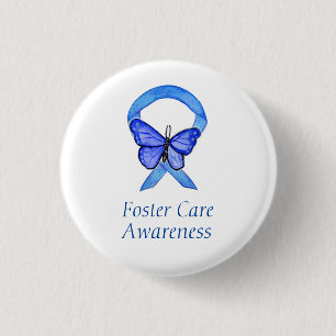 Pflege Blue Awareness Ribbon Custom Button