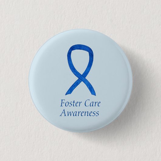 Pflege Blue Awareness Ribbon Custom Button (Vorderseite)