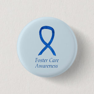 Pflege Blue Awareness Ribbon Custom Button