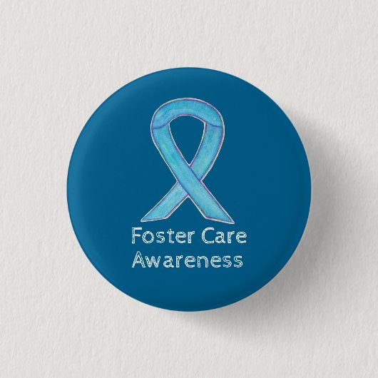 Pflege Blue Awareness Ribbon Custom Button (Vorderseite)