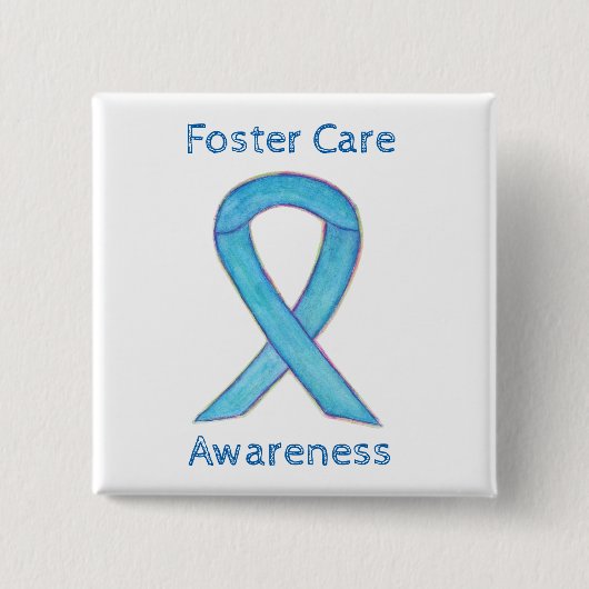 Pflege Blue Awareness Ribbon Custom Button (Vorderseite)