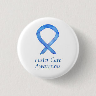 Pflege Blue Awareness Ribbon Custom Button