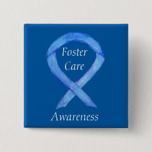 Pflege Blue Awareness Ribbon Custom Button