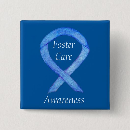 Pflege Blue Awareness Ribbon Custom Button (Vorderseite)