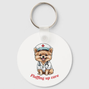 Pflege Cartoon mit Spitz Dog Design Schlüsselanhän Schlüsselanhänger