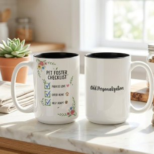 Pflege-Checkliste für Haustiere – Geschenk für Flo Zweifarbige Tasse
