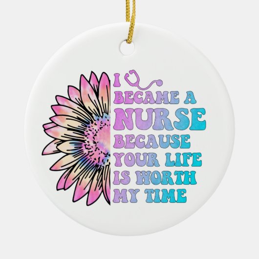 Pflege dein Leben ist meine Zeit wert Keramik Ornament (Vorne)