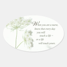 Pflege der Touch ein Leben mit wilden Blume Ovaler Aufkleber