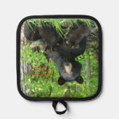 Pflege des schwarzen Bären und der Zwillingsjungen Topflappen (Vorderseite)