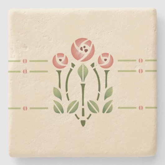 Pflege"Glasgow Rose " Helens Steinuntersetzer (Vorderseite)