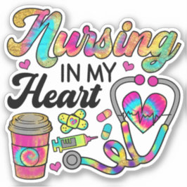 Pflege in meinem Heart Rainbow Nurse Sticker