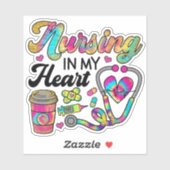 Pflege in meinem Heart Rainbow Nurse Sticker (Blatt)