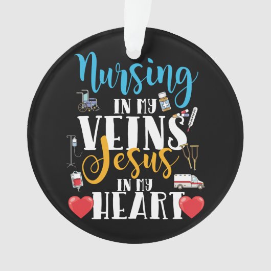 Pflege in meinen Venen Christliche RN-Krankenverso Ornament (Vorderseite)