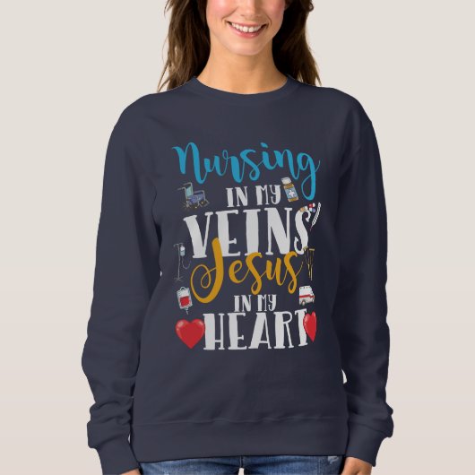 Pflege in meinen Venen Christliche RN-Krankenverso Sweatshirt (Vorderseite)