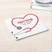 Pflege ist Kunst Rechteckiger Pappuntersetzer (angewinkelt)