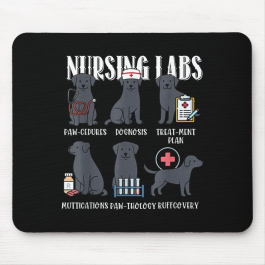 Pflege Labore Schwarzer Hund Paw-Cedures Halloween Mousepad (Vorne)