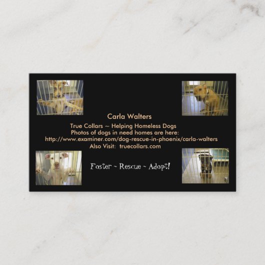 Pflege~ Rettung ~ adoptieren Geschäfts-Karten Visitenkarte (Vorderseite)