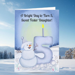 Pflege-Tochter 5. Geburtstag Schneemann Schnee Karte