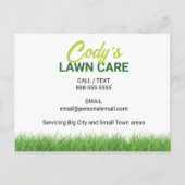 Pflege und Pflege der Rasenflächen Postkarte (Rückseite)