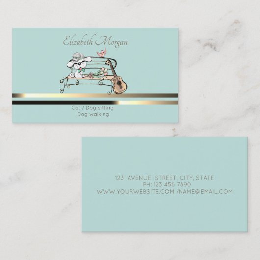 Pflege von Haustieren, Sitzen, Pflege von Minze Visitenkarte (Vorne/Hinten)