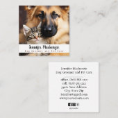 Pflege von niedlichen Hunden Grooming Service Cat Quadratische Visitenkarte (Vorne/Hinten)