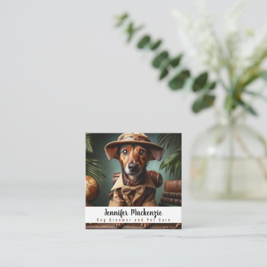 Pflege von niedlichen Hunden Grooming Service Quadratische Visitenkarte (Stehend Vorderseite)