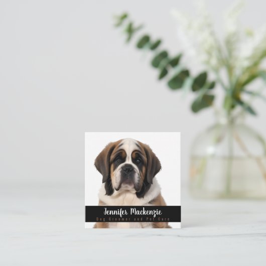 Pflege von niedlichen Hunden Grooming Service Quadratische Visitenkarte (Stehend Vorderseite)