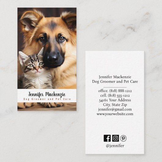 Pflege von niedlichen Hundepuppen Visitenkarte (Vorne/Hinten)