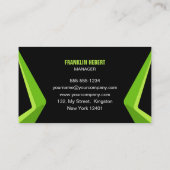 Pflege von Rasenmäher mit schwarzem und grünem Lan Visitenkarte (Rückseite)