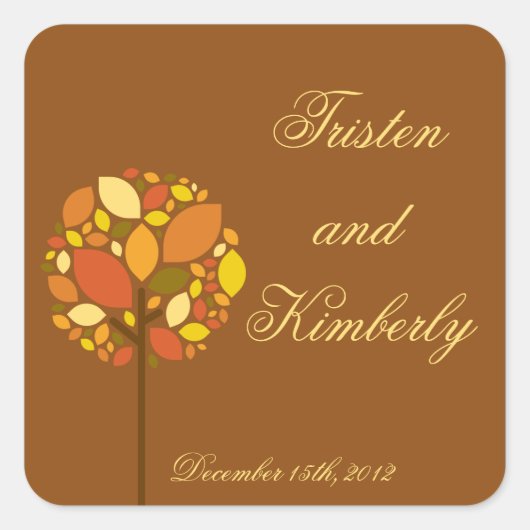 Pflege von Stickern Moderne Herbstbaume fallen Fol Quadratischer Aufkleber (Vorderseite)