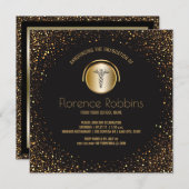 Pflegeabsolventin | Goldene Gewinnfeier Einladung (Vorne/Hinten)