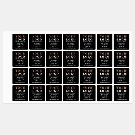 Pflegeanleitung und großflächiges Schwarzes Kleidu Etiketten (Blatt)
