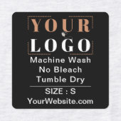 Pflegeanleitung und großflächiges Schwarzes Kleidu Etiketten (Design 1)