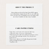 Pflegeanleitungen Foto für geputzte Kleidungsstück Visitenkarten (Innenseite Aufgefaltet)