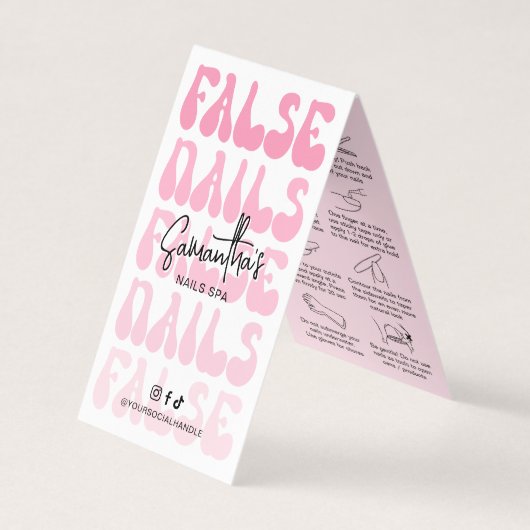 Pflegeanweisungen für künstliche Fakes Retro Pink Visitenkarten (Vorderseite)