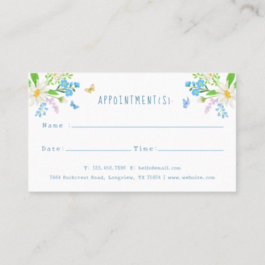 Pflegedienst für Blumenkohl und Katze Weiß Terminkarte (Rückseite)