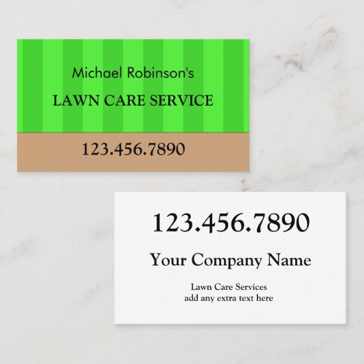 Pflegedienst für einfache grüne Rasenpflege Visitenkarte (Vorne/Hinten)