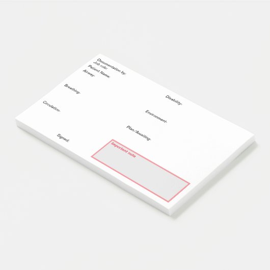 Pflegedokumentation nach der Pflege. Post-it Klebezettel (angewinkelt)