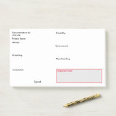 Pflegedokumentation nach der Pflege. Post-it Klebezettel (Auf Schreibtisch)