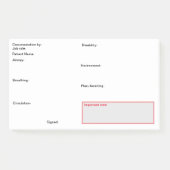 Pflegedokumentation nach der Pflege. Post-it Klebezettel (Vorderseite)