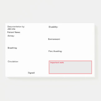 Pflegedokumentation nach der Pflege. Post-it Klebezettel