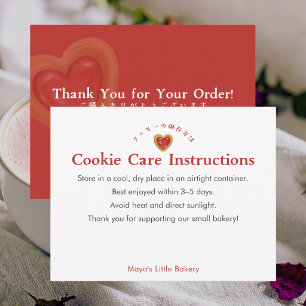 Pflegehinweise für Rustikale Rote Herz Kekse Dankeskarte