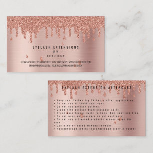 Pflegehinweise für Wimpern Rose Pink Gold Glitter Visitenkarte