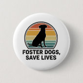 Pflegehunde retten Leben Retro Grafik Pin Button (Vorderseite)