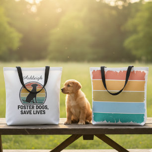Pflegehunde retten Leben Retro Sonnenuntergang Tie Tasche