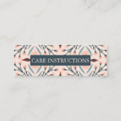 Pflegeinstruktionen Elegante Blumenfliesen Rosa Mini Visitenkarte (Rückseite)