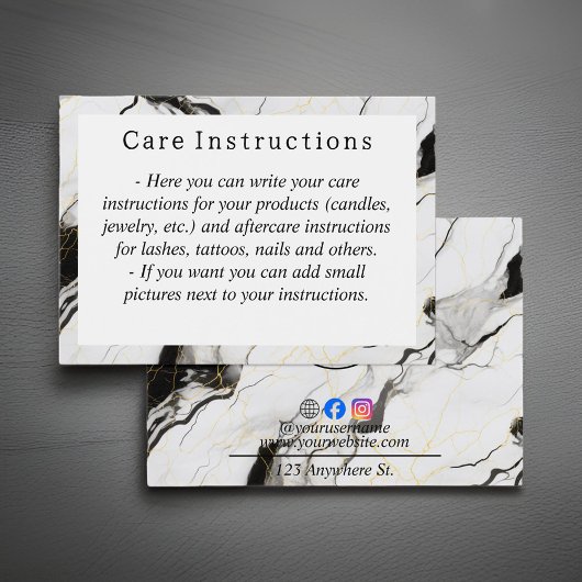 Pflegekarte für Schwarzweiß-Marmor